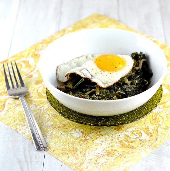 kale with eggs